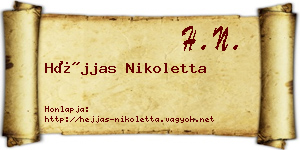 Héjjas Nikoletta névjegykártya